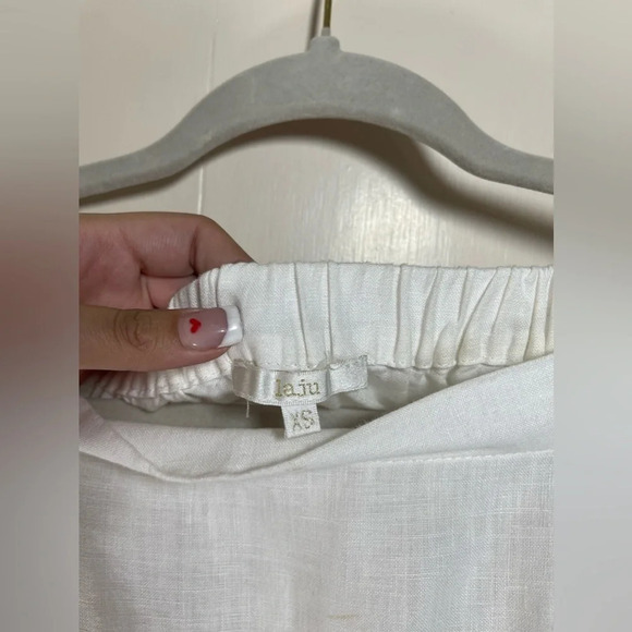 Laju 100% Linen Off The Shoulder Sheer White Blouse Top Women’s Size XS - Picture 3 of 15